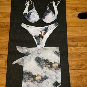 Blue/white and gold marble bikini.